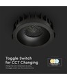 Downlight LED 18W sans éblouissement RA90 CCT Ø106mm - 3 températures de couleur, face noire, trou : Ø95mm, nid d'abeille