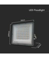 Projecteur LED 50W CCT - IP65, boîtier gris, 3 couleurs de lumière