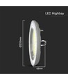 Suspension LED High Bay 100W, CCT - 3 couleurs, IP65, Ø23,5cm