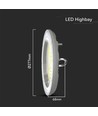 High bay LED 150W, CCT - 82lm/W, Ø27,7cm, 3 couleurs de lumière, IP20 intérieur