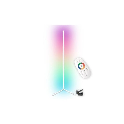 Lampe d'angle 20 watts avec lumière RGB - Blanc, 140 cm de hauteur, contrôlée avec télécommande incluse