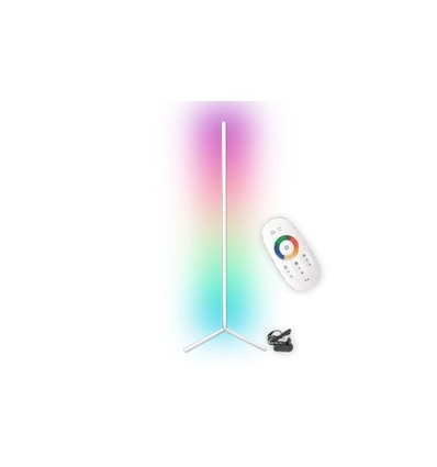 Lampe d'angle 20 watts avec lumière RGB - Blanc, 140 cm de hauteur, contrôlée avec télécommande incluse