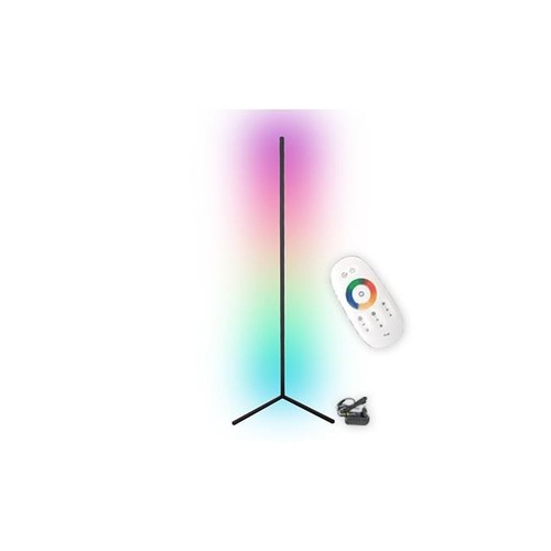 Lampe d'angle 20 watts avec lumière RGB - Noir, 140 cm de hauteur, contrôlée avec télécommande incluse