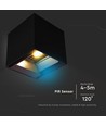 Applique murale LED Solara noire 9W avec détecteur - Solaire, IP65, 3-en-1 CCT, 800lm, détecteur PIR