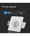 Spot encastrable plâtre GU10 carré - Blanc, trou 123x123 mm, IP20, sans source lumineuse
