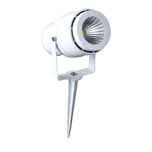Spot de jardin LED 12W avec piquet - IP65, Lumière verte, boîtier blanc, aluminium