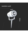 Spot de jardin LED 12W avec piquet - IP65, Lumière verte, boîtier blanc, aluminium