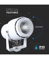 Spot de jardin LED 12W avec piquet - IP65, Lumière verte, boîtier blanc, aluminium