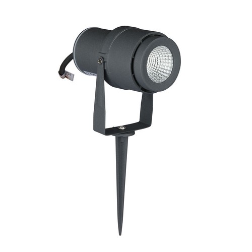 Spot de jardin LED 12W avec piquet - IP65, Couleur verte, boîtier gris, 20 degrés, aluminium