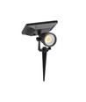 Spot de jardin LED solaire 2W avec piquet - IP65, noir, 3.7V, capteur crépusculaire, COB LED, blanc chaud