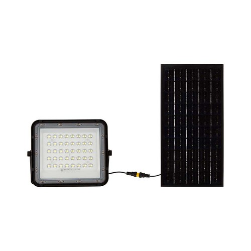Projecteur LED Solaire 80W avec télécommande - 800lm, IP65, 4000K, noir, incl. panneau solaire 10W et batterie
