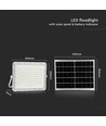 Projecteur Solaire LED VT 180W - 6400K, Batterie 16000 mAh, Câble 3m, Télécommande IR Intelligente, Recharge Rapide, Blanc
