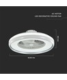 Ventilateur 45W avec lumière de plafond, contrôle RF CCT : 3 en 1 - moteur AC, anneau gris