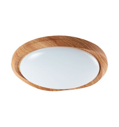 Plafonnier LED 60W aspect bois, dimmable - 6000lm, Ø49cm, CCT, télécommande incluse