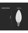 Ampoule LED flamme E14 6,5W - 600lm, plastique, 3000K