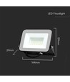 Projecteur LED 30W avec puce LED Samsung - 80lm/W, IP65, noir, 4000K, extérieur/intérieur