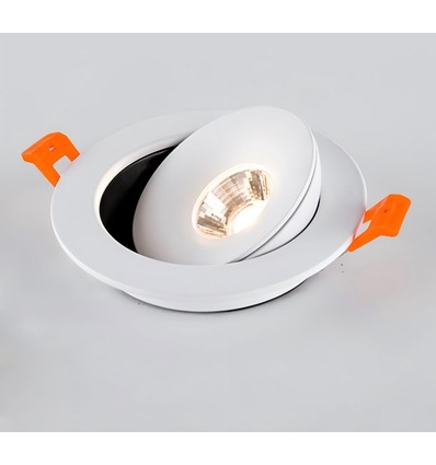 Spot encastrable 6,5W Ø10,9cm 360° RA98 - Perçage : Ø8,5 cm, Dimensions : Ø10,9 cm, orientable à 360 degrés, bord blanc