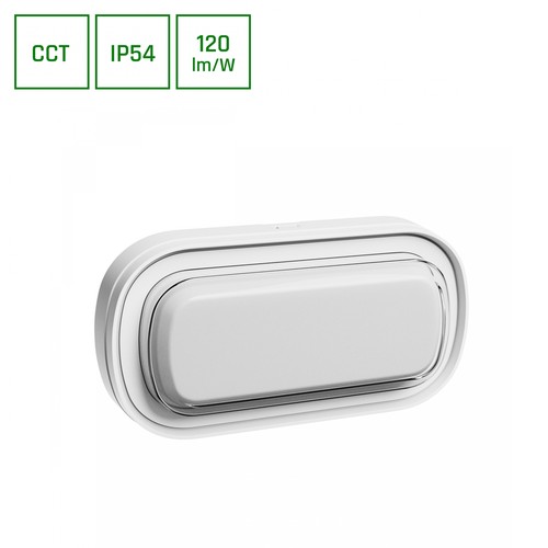 Applique/Plafonnier LED 10W Pastilo CCT - 120lm/W, IP54, IK10, Ovale, blanc, 3-CCT switchable