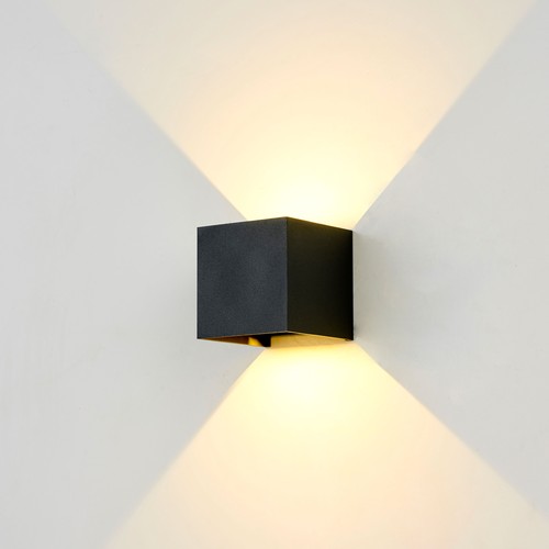 Applique 6W CUBIC PRO - IP65, noir, repiquable, ajustable, carrée, haut/bas, extérieur, source incluse