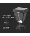 Lampe de jardin solaire LED 2W avec capteur - Noir, IP65, CCT, aluminium, usage extérieur