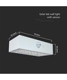 Applique solaire 3W avec capteur - IP65, blanc, 350lm, capteur PIR, extérieur