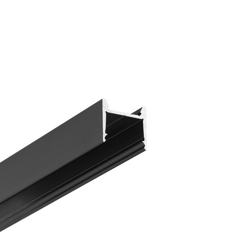 Profilé en aluminium 2m HOOD14 F/U1 - Anodisé noir, montage en saillie, rail LED