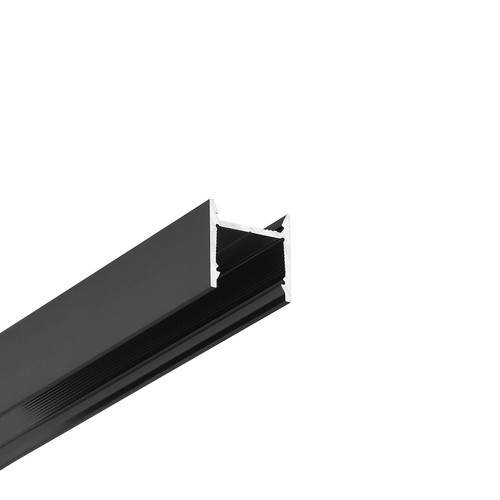 Profilé en aluminium 2m LEVEL12 C/U1 - Anodisé noir, montage en applique, rail LED