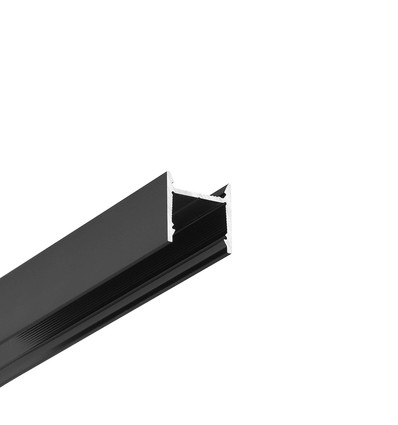 Profilé en aluminium 2m LEVEL12 C/U1 - Anodisé noir, montage en applique, rail LED