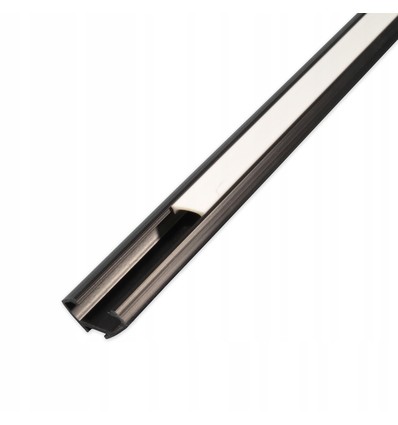 Profil d'angle en PVC 15x15 pour bande LED - 1 mètre, noir, avec couvercle blanc laiteux