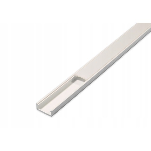 Profilé PVC 16x7 pour bande LED - 1 mètre, blanc, avec couvercle blanc laiteux