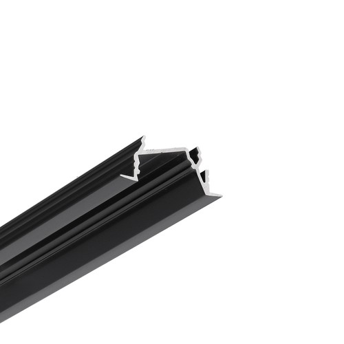 Profilé en aluminium 1m DIAGONAL14 F/TY - Noir anodisé, encastré, rail LED