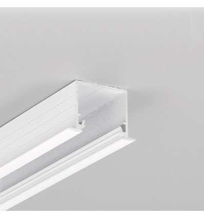 Profilé en aluminium LINEA-IN20 EE7F/U7 de 2m - Blanc laqué, encastré, rail LED