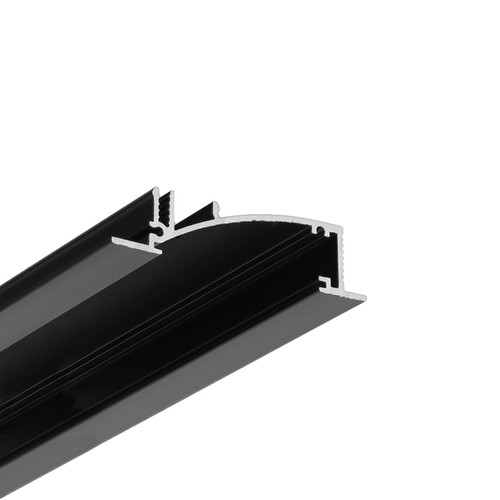 Profilé en aluminium 1m FLAT8 H/UX - Noir anodisé, encastré, rail LED