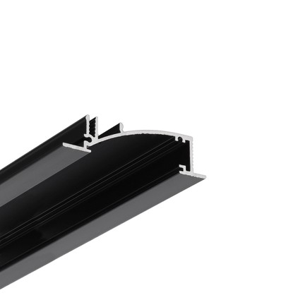 Profilé en aluminium 1m FLAT8 H/UX - Noir anodisé, encastré, rail LED