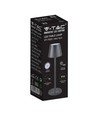 Lampe de table rechargeable V-Tac, sans fil - Noir, lampe de table extérieure IP54, tactile dimmable, modèle mini
