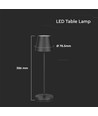 Lampe de table rechargeable V-Tac, sans fil - Noir, lampe de table extérieure IP54, tactile dimmable, modèle mini