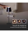 Lampe de table rechargeable V-Tac, sans fil - Noir, lampe de table extérieure IP54, tactile dimmable, modèle mini