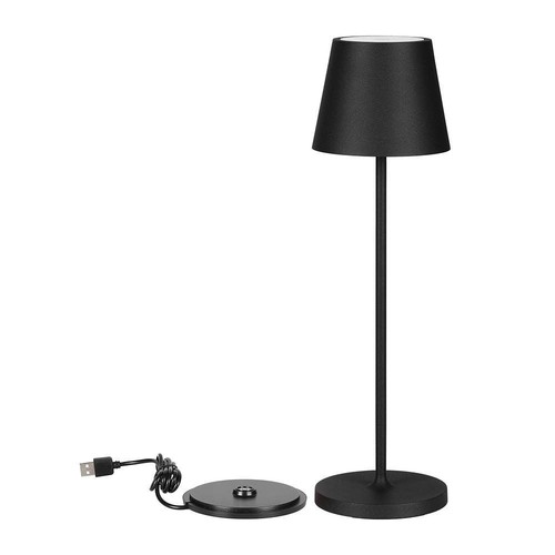 Lampe de table rechargeable V-Tac, sans fil - Noir, lampe de table extérieure IP54, tactile dimmable, modèle mini