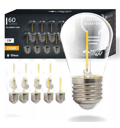 Lot de 10 ampoules LED E27 2W - ST14, filament COB, verre clair