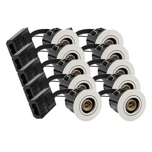 Lot de 10 spots encastrables GU10 Inno88 - Blanc mat, IP44, conforme pour installation en contact avec l'isolant