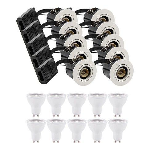 10 pcs. spots encastrés Inno88 - Incl. 6W RA97 GU10, blanc mat, IP44, approuvé pour isolation