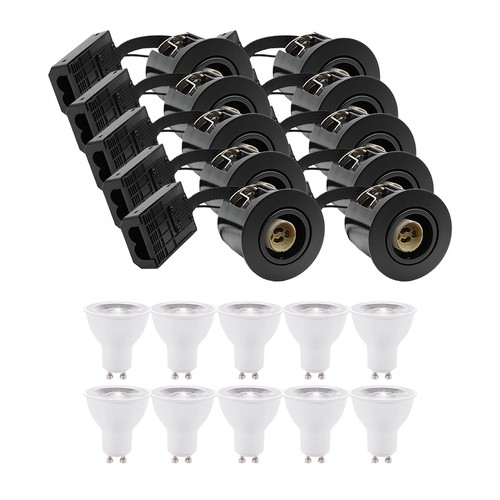 10 pcs spots encastrables Inno88 - Incl. 6W RA97 GU10, noir, IP44, approuvé pour isolation