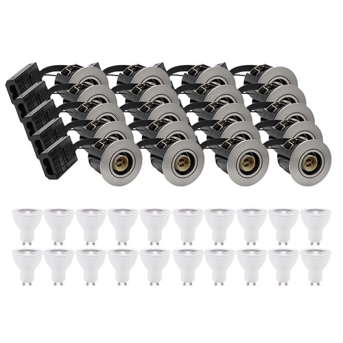 20 pcs spots encastrables Inno88 - Incl. 6W RA97 GU10, aluminium brossé, IP44, approuvé pour isolation
