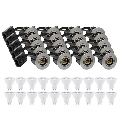 20 pcs spots encastrables Inno88 - Incl. 6W RA97 GU10, aluminium brossé, IP44, approuvé pour isolation