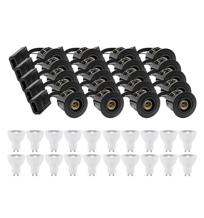20 pcs. spots encastrés Inno88 - Incl. 6W RA97 GU10, noir, IP44, approuvé pour isolation