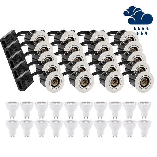 20 pcs. spot encastrable LEDlife Inno88 extérieur - Incl. 6W GU10, blanc, IP44, approuvé pour isolation