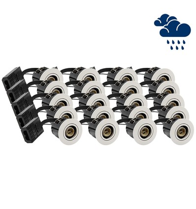 Lot de 20 spots encastrables GU10 Inno88 Extérieur - Blanc, IP44, certifié pour contact avec l'isolation
