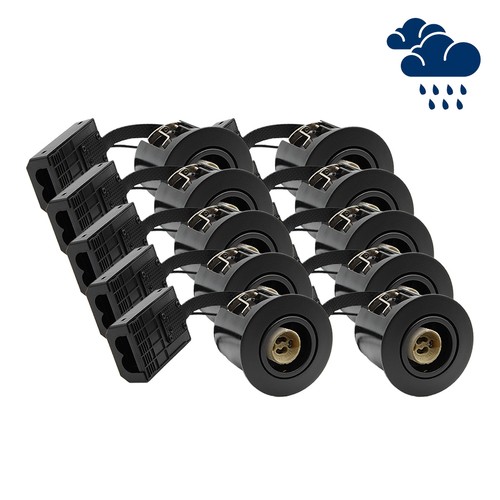 Lot de 10 spots encastrables GU10 Inno88 Extérieur - Noir, IP44, certifié pour contact avec l'isolation