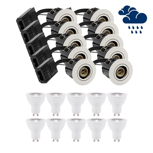 10 pcs. LEDlife spot encastrable Inno88 extérieur - Incl. 6W GU10, blanc, IP44, approuvé pour isolation