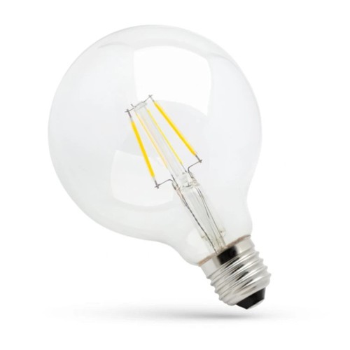 Ampoule globe LED E27 8W - Filament carbone, clair, Ø12,5 cm